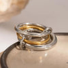 Interlocking Ring for Women, Silver-Tone Copper Geometric Band, Sizes 6-11 - Product view 1