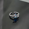 Blue Cubic Zirconia Ring, Silver-Tone Copper, Adjustable Open Band, 32 Style Options