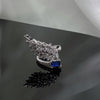 Blue Cubic Zirconia Ring, Silver-Tone Copper, Adjustable Open Band, 32 Style Options