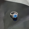 Blue Cubic Zirconia Ring, Silver-Tone Copper, Adjustable Open Band, 32 Style Options