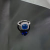 Blue Cubic Zirconia Ring, Silver-Tone Copper, Adjustable Open Band, 32 Style Options