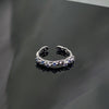 Blue Cubic Zirconia Ring, Silver-Tone Copper, Adjustable Open Band, 32 Style Options