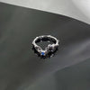 Blue Cubic Zirconia Ring, Silver-Tone Copper, Adjustable Open Band, 32 Style Options