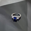 Blue Cubic Zirconia Ring, Silver-Tone Copper, Adjustable Open Band, 32 Style Options