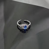 Blue Cubic Zirconia Ring, Silver-Tone Copper, Adjustable Open Band, 32 Style Options