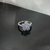 Blue Cubic Zirconia Ring, Silver-Tone Copper, Adjustable Open Band, 32 Style Options