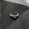Blue Cubic Zirconia Ring, Silver-Tone Copper, Adjustable Open Band, 32 Style Options