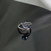 Blue Cubic Zirconia Ring, Silver-Tone Copper, Adjustable Open Band, 32 Style Options