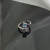 Blue Cubic Zirconia Ring, Silver-Tone Copper, Adjustable Open Band, 32 Style Options