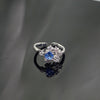 Blue Cubic Zirconia Ring, Silver-Tone Copper, Adjustable Open Band, 32 Style Options