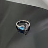 Blue Cubic Zirconia Ring, Silver-Tone Copper, Adjustable Open Band, 32 Style Options