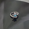 Blue Cubic Zirconia Ring, Silver-Tone Copper, Adjustable Open Band, 32 Style Options