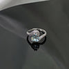 Blue Cubic Zirconia Ring, Silver-Tone Copper, Adjustable Open Band, 32 Style Options