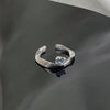 Blue Cubic Zirconia Ring, Silver-Tone Copper, Adjustable Open Band, 32 Style Options