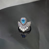 Blue Cubic Zirconia Ring, Silver-Tone Copper, Adjustable Open Band, 32 Style Options