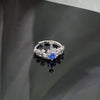 Blue Cubic Zirconia Ring, Silver-Tone Copper, Adjustable Open Band, 32 Style Options