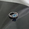 Blue Cubic Zirconia Ring, Silver-Tone Copper, Adjustable Open Band, 32 Style Options