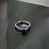 Blue Cubic Zirconia Ring, Silver-Tone Copper, Adjustable Open Band, 32 Style Options