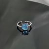 Blue Cubic Zirconia Ring, Silver-Tone Copper, Adjustable Open Band, 32 Style Options
