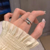 Double-Headed Snake Ring, Silver-Tone Metal with Green Eyes and Clear Accents, Open Band