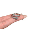 Double-Headed Snake Ring, Silver-Tone Metal with Green Eyes and Clear Accents, Open Band