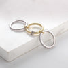 Linked Triple-Band Ring, Copper with Clear Cubic Zirconia, Gold-Tone or Two-Tone, Sizes 5-12