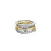 Linked Triple-Band Ring, Copper with Clear Cubic Zirconia, Gold-Tone or Two-Tone, Sizes 5-12