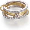 Linked Triple-Band Ring, Copper with Clear Cubic Zirconia, Gold-Tone or Two-Tone, Sizes 5-12