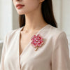 Four-Leaf Clover Brooch Pin for Women, Zinc Alloy Design with Green, Pink or Purple Sparkling Accents - Product view 2