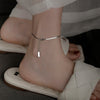 Snake Chain Anklet for Women, Silver-Tone Alloy Design with a Smooth Flat Chain - Silver