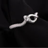 Snake Ring, Silver-Tone Copper with Textured Scales and Looping Head Design, Adjustable Open Band