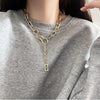 Mixed-Link Metal Necklace, Short Geometric Chain Design in Gold-Tone or Silver-Tone Finish - Product view 3