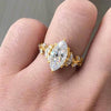 Leaf Vine Accent Ring, Gold-Tone Copper with Oval Center, 5 Colors, Sizes 6-10