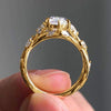 Leaf Vine Accent Ring, Gold-Tone Copper with Oval Center, 5 Colors, Sizes 6-10