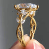 Leaf Vine Accent Ring, Gold-Tone Copper with Oval Center, 5 Colors, Sizes 6-10