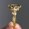 Leaf Vine Accent Ring, Gold-Tone Copper with Oval Center, 5 Colors, Sizes 6-10