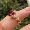Leaf Vine Accent Ring, Gold-Tone Copper with Oval Center, 5 Colors, Sizes 6-10