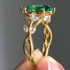 Leaf Vine Accent Ring, Gold-Tone Copper with Oval Center, 5 Colors, Sizes 6-10