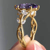 Leaf Vine Accent Ring, Gold-Tone Copper with Oval Center, 5 Colors, Sizes 6-10