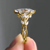 Leaf Vine Accent Ring, Gold-Tone Copper with Oval Center, 5 Colors, Sizes 6-10