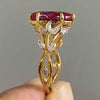 Leaf Vine Accent Ring, Gold-Tone Copper with Oval Center, 5 Colors, Sizes 6-10