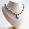 Heart Pendant Beaded Necklace for Women, Glass-Style Pendant with Brown, White or Black Bead Options - Product view 3