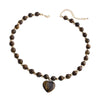 Heart Pendant Beaded Necklace for Women, Glass-Style Pendant with Brown, White or Black Bead Options - Product view 5