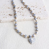 Heart Pendant Beaded Necklace for Women, Glass-Style Pendant with Brown, White or Black Bead Options - Xl3054 white