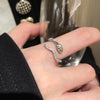 Snake Ring, Alloy with Clear Accents and Open Wavy Band, Gold or Silver-Tone