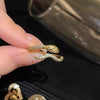 Snake Ring, Alloy with Clear Accents and Open Wavy Band, Gold or Silver-Tone