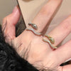 Snake Ring, Alloy with Clear Accents and Open Wavy Band, Gold or Silver-Tone