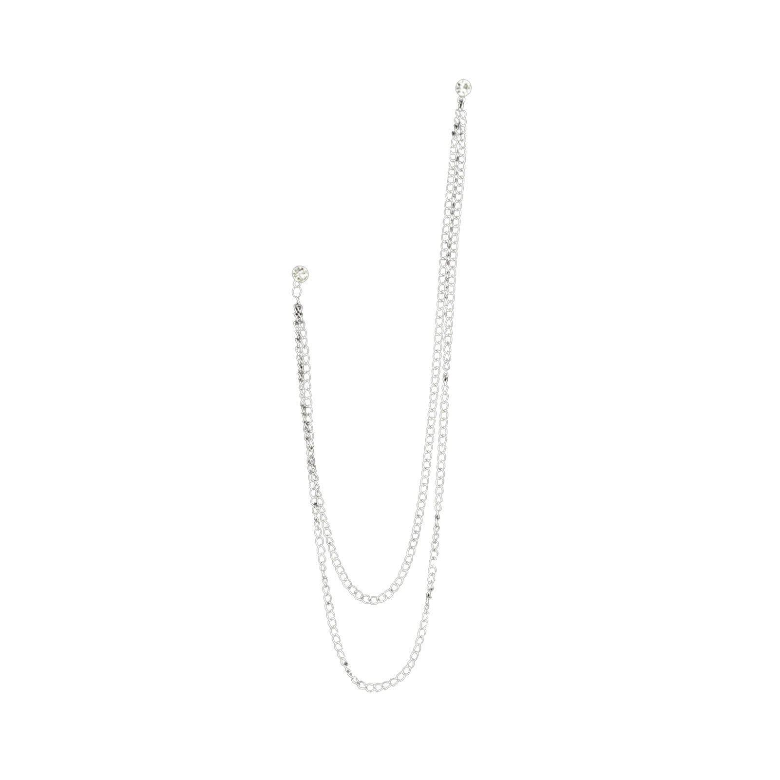 Chain Brooch Pin, Alloy Clothing Accessory with Sparkling Accents, Gold or Silver Tone - Product view 1