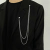 Chain Brooch Pin, Alloy Clothing Accessory with Sparkling Accents, Gold or Silver Tone - Exaggerated accessories with Sparkling