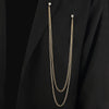 Chain Brooch Pin, Alloy Clothing Accessory with Sparkling Accents, Gold or Silver Tone - Gold exaggerated accessories with Sparkling